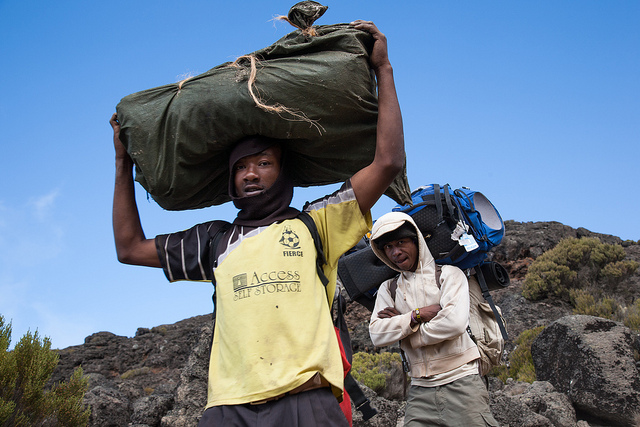 Porters Carrying Gear on Kilimanjaro